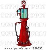 Clip Art of Retro Cartoon Red Old Fashioned Gas Pump by Djart