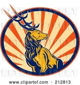 Clip Art of Retro Deer Stag Logo by Patrimonio