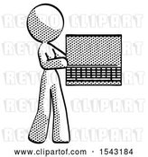 Clip Art of Retro Design Mascot Lady Holding Laptop Computer Presenting Something on Screen by Leo Blanchette