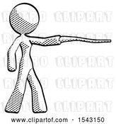 Clip Art of Retro Design Mascot Lady Pointing with Hiking Stick by Leo Blanchette