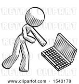 Clip Art of Retro Design Mascot Lady Throwing Laptop Computer in Frustration by Leo Blanchette