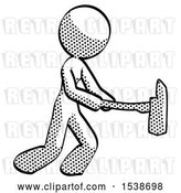 Clip Art of Retro Design Mascot Lady with Ax Hitting, Striking, or Chopping by Leo Blanchette
