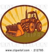 Clip Art of Retro Digger Bulldozer Logo by Patrimonio