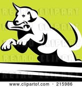 Clip Art of Retro Dog Fetching a Newspaper and Leaping by Patrimonio