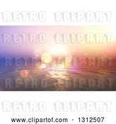 Clip Art of Retro Effect Ocean Sunset with Flares and Blur by KJ Pargeter