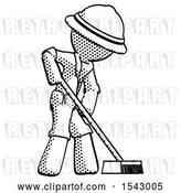 Clip Art of Retro Explorer Guy Cleaning Services Janitor Sweeping Side View by Leo Blanchette