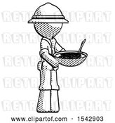 Clip Art of Retro Explorer Guy Holding Noodles Offering to Viewer by Leo Blanchette