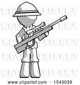 Clip Art of Retro Explorer Guy Holding Sniper Rifle Gun by Leo Blanchette