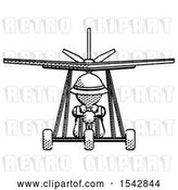 Clip Art of Retro Explorer Guy in Ultralight Aircraft Front View by Leo Blanchette