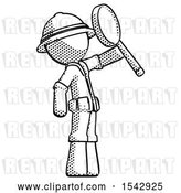 Clip Art of Retro Explorer Guy Inspecting with Large Magnifying Glass Facing up by Leo Blanchette