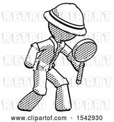 Clip Art of Retro Explorer Guy Inspecting with Large Magnifying Glass Right by Leo Blanchette