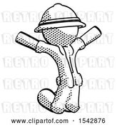 Clip Art of Retro Explorer Guy Jumping or Kneeling with Gladness by Leo Blanchette