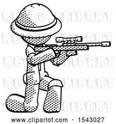 Clip Art of Retro Explorer Guy Kneeling Shooting Sniper Rifle by Leo Blanchette