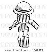 Clip Art of Retro Explorer Guy Looking down Through Magnifying Glass by Leo Blanchette