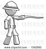 Clip Art of Retro Explorer Guy Pointing with Hiking Stick by Leo Blanchette