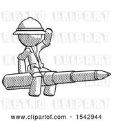 Clip Art of Retro Explorer Guy Riding a Pen like a Giant Rocket by Leo Blanchette