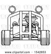 Clip Art of Retro Explorer Guy Riding Sports Buggy Front View by Leo Blanchette