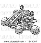 Clip Art of Retro Explorer Guy Riding Sports Buggy Side Top Angle View by Leo Blanchette