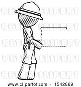 Clip Art of Retro Explorer Guy Show Tablet Device Computer to Viewer, Blank Area by Leo Blanchette