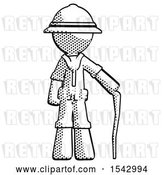 Clip Art of Retro Explorer Guy Standing with Hiking Stick by Leo Blanchette