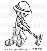 Clip Art of Retro Explorer Guy Striking with a Red Fireman's Ax by Leo Blanchette