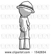 Clip Art of Retro Explorer Guy Thinking, Wondering, or Pondering Rear View by Leo Blanchette