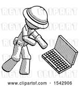 Clip Art of Retro Explorer Guy Throwing Laptop Computer in Frustration by Leo Blanchette
