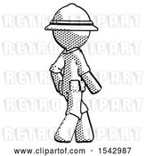 Clip Art of Retro Explorer Guy Walking Away Direction Right View by Leo Blanchette
