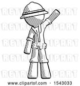 Clip Art of Retro Explorer Guy Waving Emphatically with Left Arm by Leo Blanchette