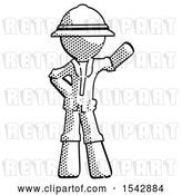 Clip Art of Retro Explorer Guy Waving Left Arm with Hand on Hip by Leo Blanchette