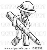 Clip Art of Retro Explorer Guy Writing with a Really Big Pen by Leo Blanchette