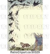 Clip Art of Retro Frame of Shooters Killing Crows by Prawny Vintage