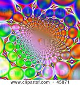 Clip Art of Retro Funky Wormhole Colorful Background of Orbs Flowing into the Distance by ShazamImages