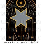 Clip Art of Retro Gold and Black Art Deco Star Background with Brushed Silver Metal Text Space by Prawny