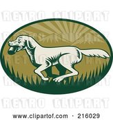Clip Art of Retro Green Fetching Dog Logo by Patrimonio