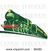 Clip Art of Retro Green Train Moving Forward by Patrimonio