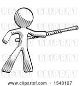 Clip Art of Retro Guy Bo Staff Pointing Right Kung Fu Pose by Leo Blanchette