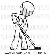 Clip Art of Retro Guy Cleaning Services Janitor Sweeping Side View by Leo Blanchette