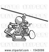Clip Art of Retro Guy Flying in Gyrocopter Front Side Angle Top View by Leo Blanchette