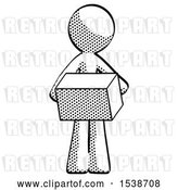 Clip Art of Retro Guy Holding Box Sent or Arriving in Mail by Leo Blanchette