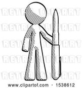 Clip Art of Retro Guy Holding Large Pen by Leo Blanchette