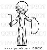 Clip Art of Retro Guy Holding Large Steak with Butcher Knife by Leo Blanchette