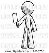 Clip Art of Retro Guy Holding Meat Cleaver by Leo Blanchette