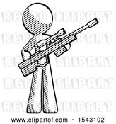 Clip Art of Retro Guy Holding Sniper Rifle Gun by Leo Blanchette