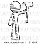 Clip Art of Retro Guy Holding up Red Fireman's Ax by Leo Blanchette