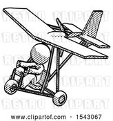 Clip Art of Retro Guy in Ultralight Aircraft Top Side View by Leo Blanchette