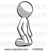 Clip Art of Retro Guy Kneeling Angle View Right by Leo Blanchette