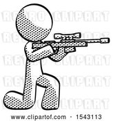 Clip Art of Retro Guy Kneeling Shooting Sniper Rifle by Leo Blanchette