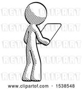 Clip Art of Retro Guy Looking at Tablet Device Computer Facing Away by Leo Blanchette