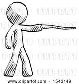 Clip Art of Retro Guy Pointing with Hiking Stick by Leo Blanchette